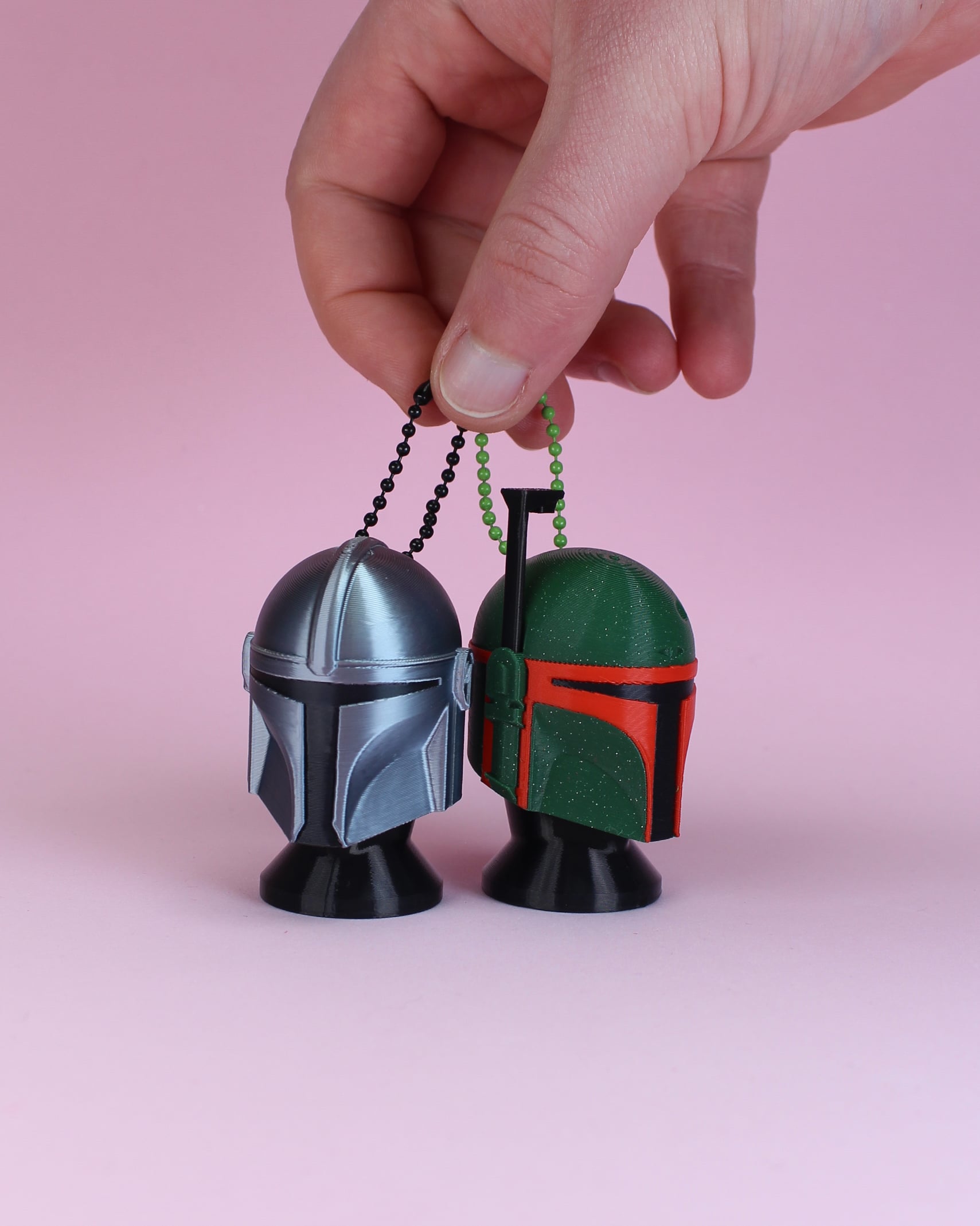 Mandalorian and Boba Fett Helmets Fidget Clicker Keychain 3d model