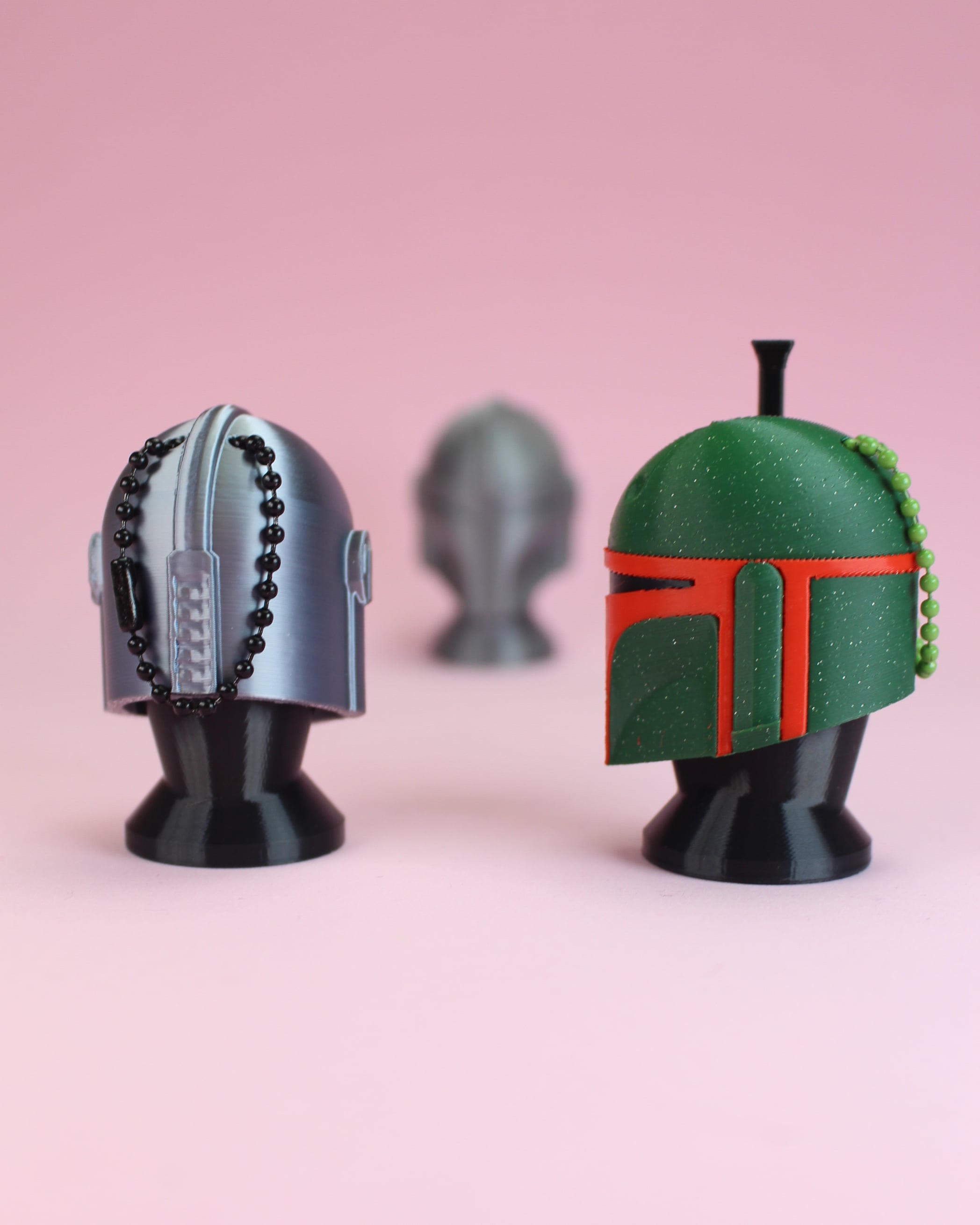 Mandalorian and Boba Fett Helmets Fidget Clicker Keychain 3d model