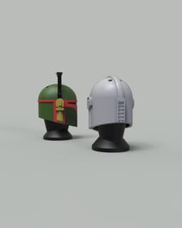 Mandalorian and Boba Fett Helmets Fidget Clicker Keychain 3d model