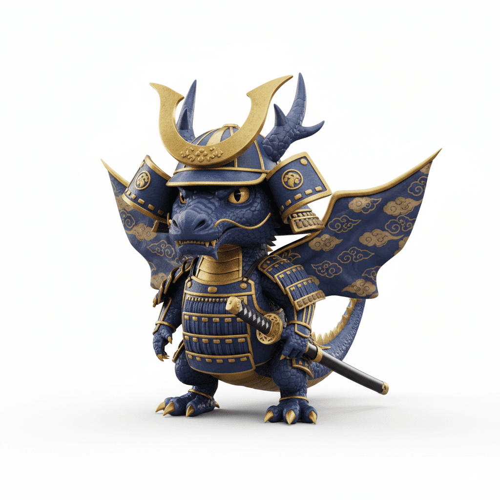 Cute Dragon : Tiny Royal Samurai Dragon Creature 3d model