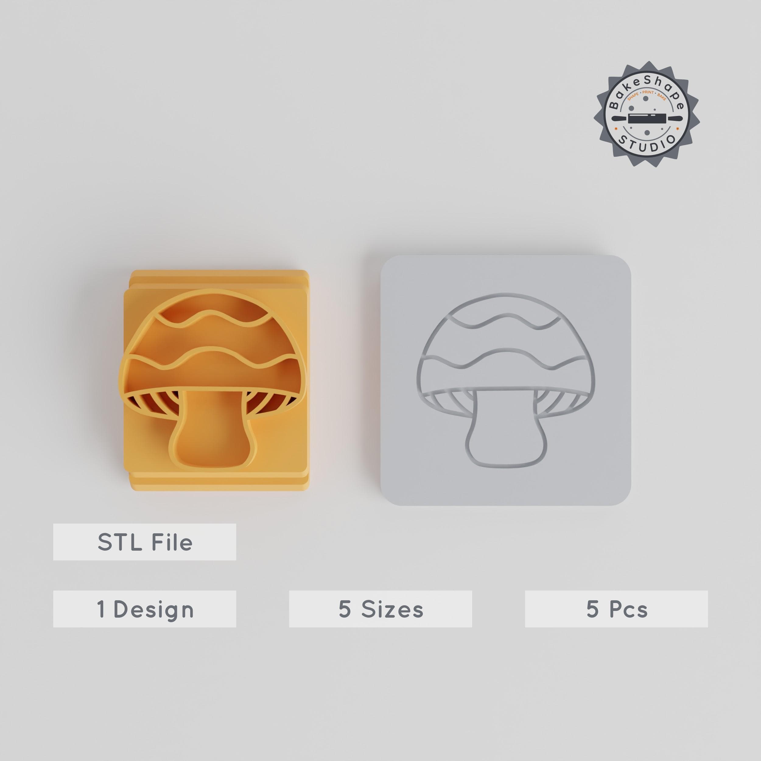 Mushroom Stamp Tile Set, 5 Sizes 20-40mm, Perfect for Clay, Cookies & Fondant, Nature Fungi Design PRODUCT_2662 3d model