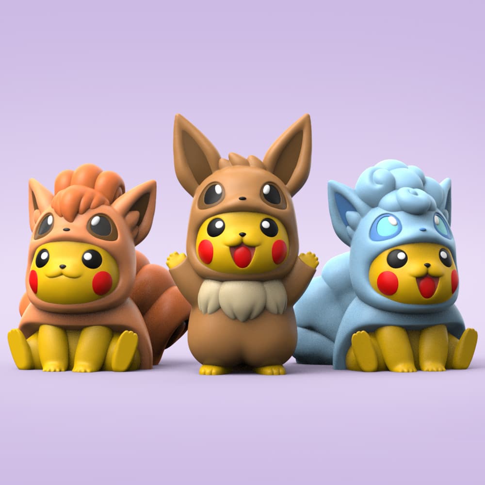 Pikachu Cosplay Vulpix (Easy Print No Supports) 3d model