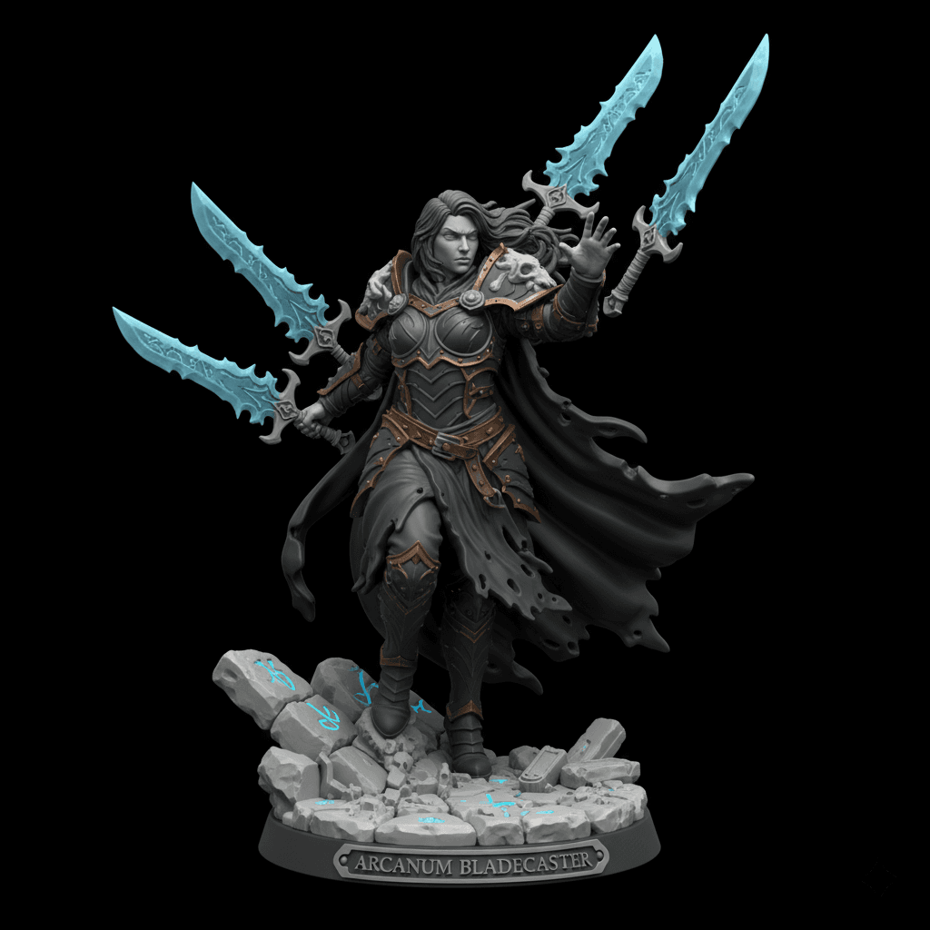 Female Battle Mage Arcane Blades Detailed STL Design 3d model