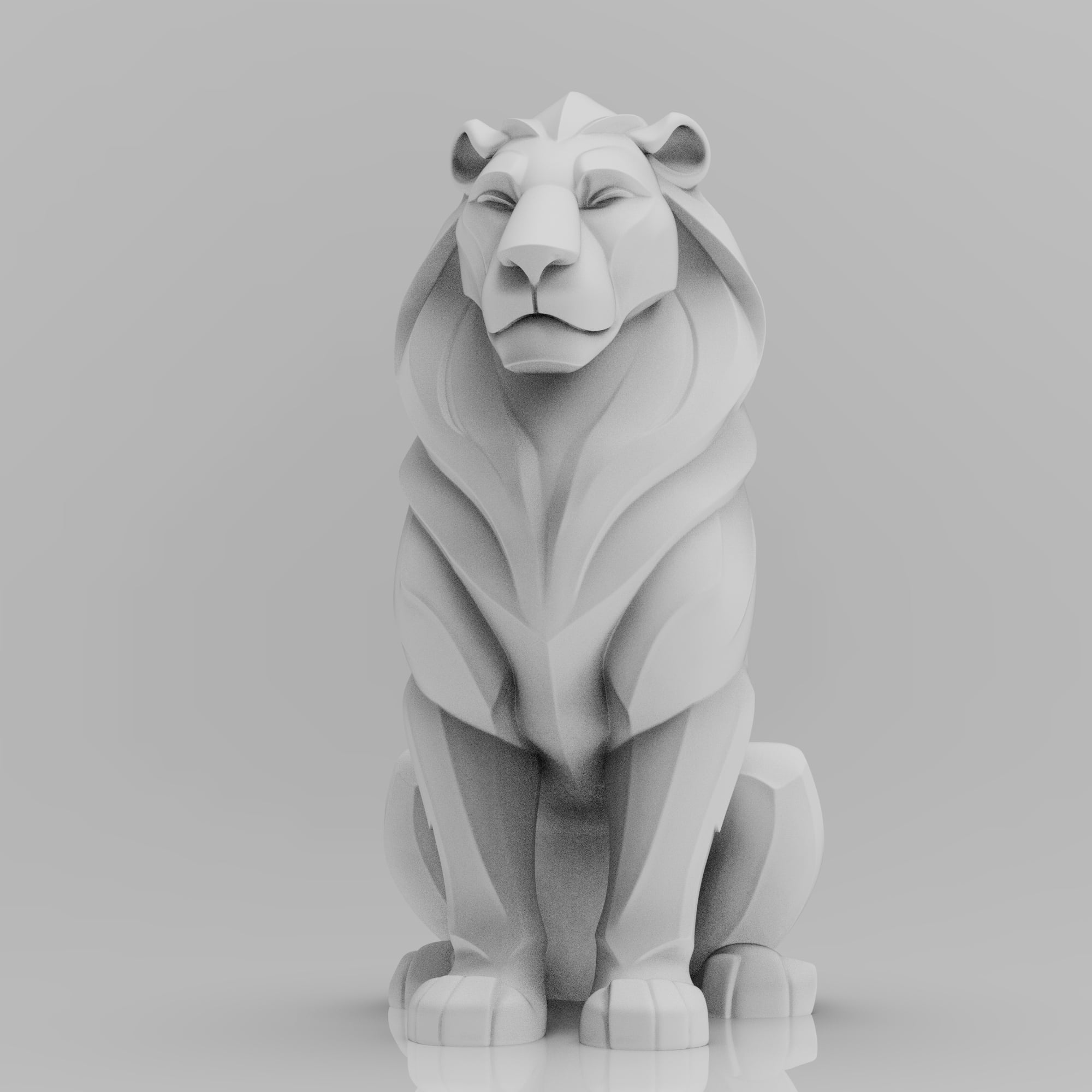 Mystical Lion minimalist sculpture 3d model