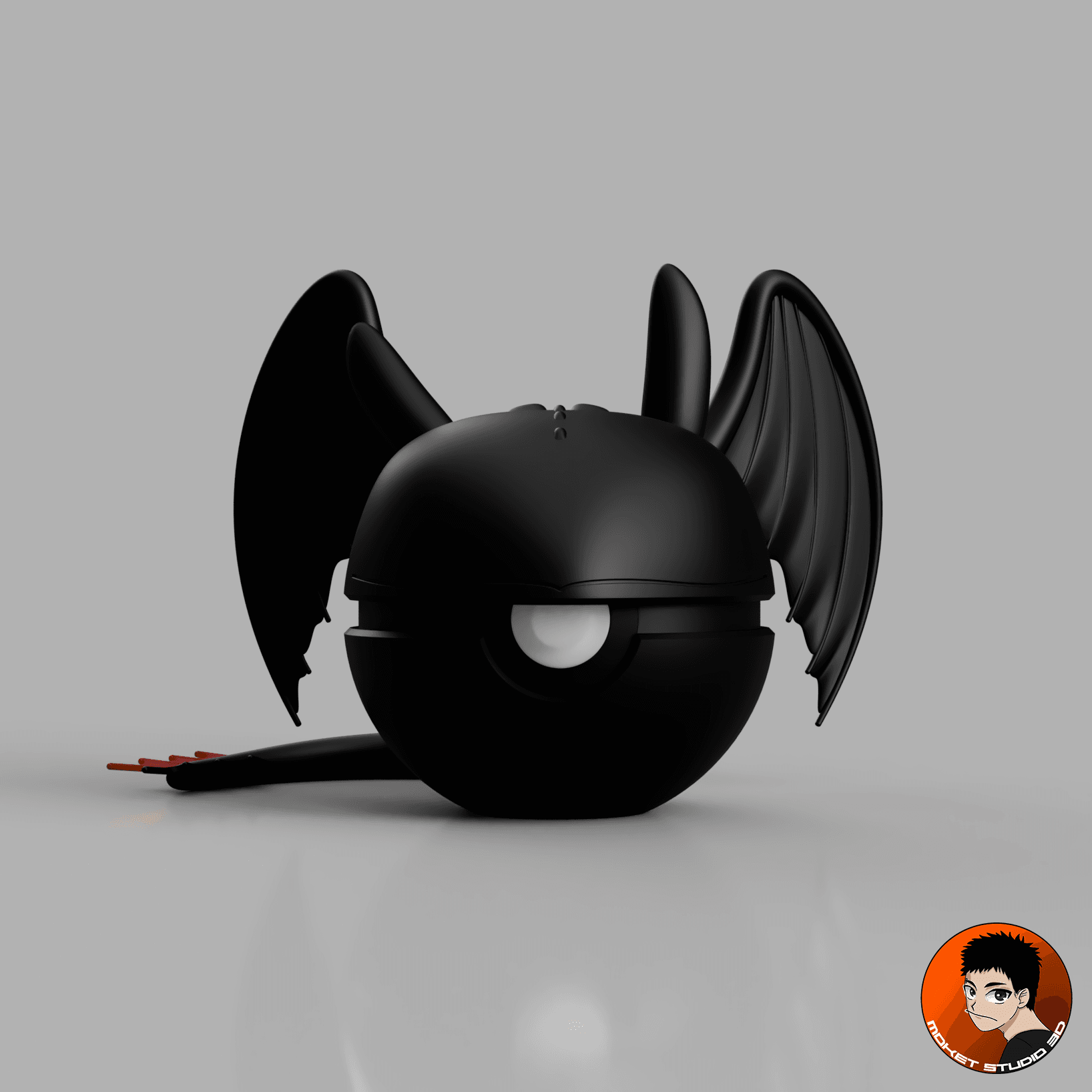 Toothless Night fury Pokeball - How to Train Your Dragon 3d model