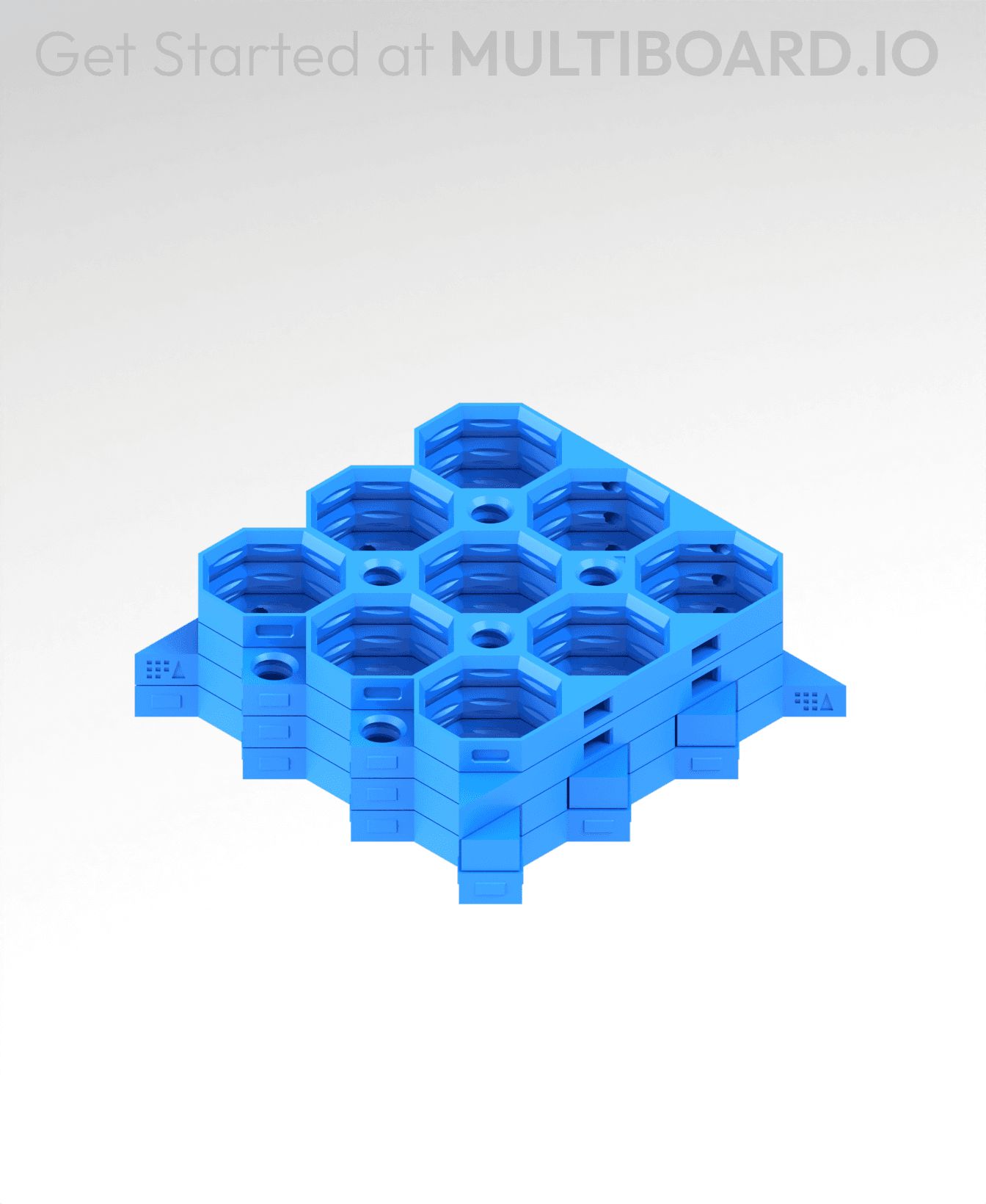 3x3 MU - All Corners Grid Interfitted - MultiBoard Octagon Plate - 4x Ironing Stack 3d model