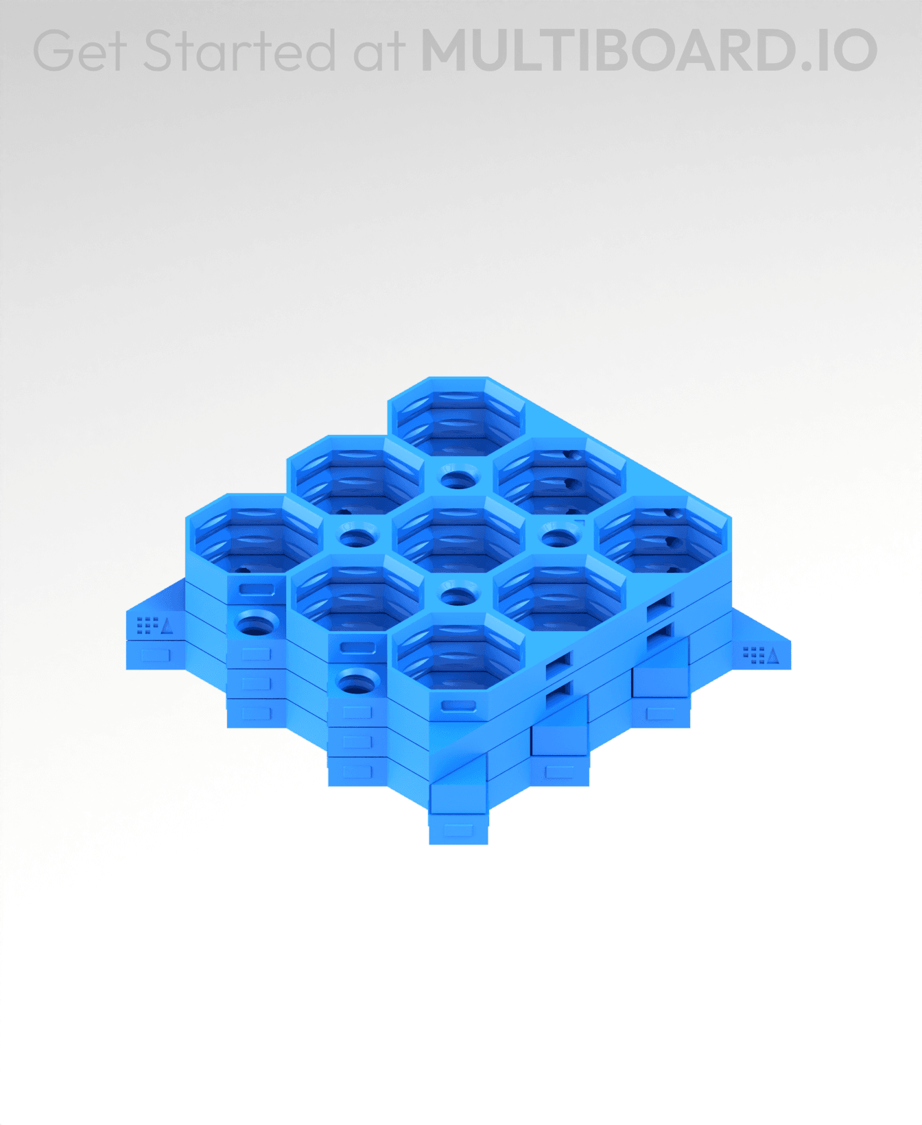 3x3 MU - All Corners Grid Interfitted - MultiBoard Octagon Plate - 4x Ironing Stack 3d model
