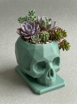 Low Poly Skull Planter - Geometric Succulent Pot STL 3d model