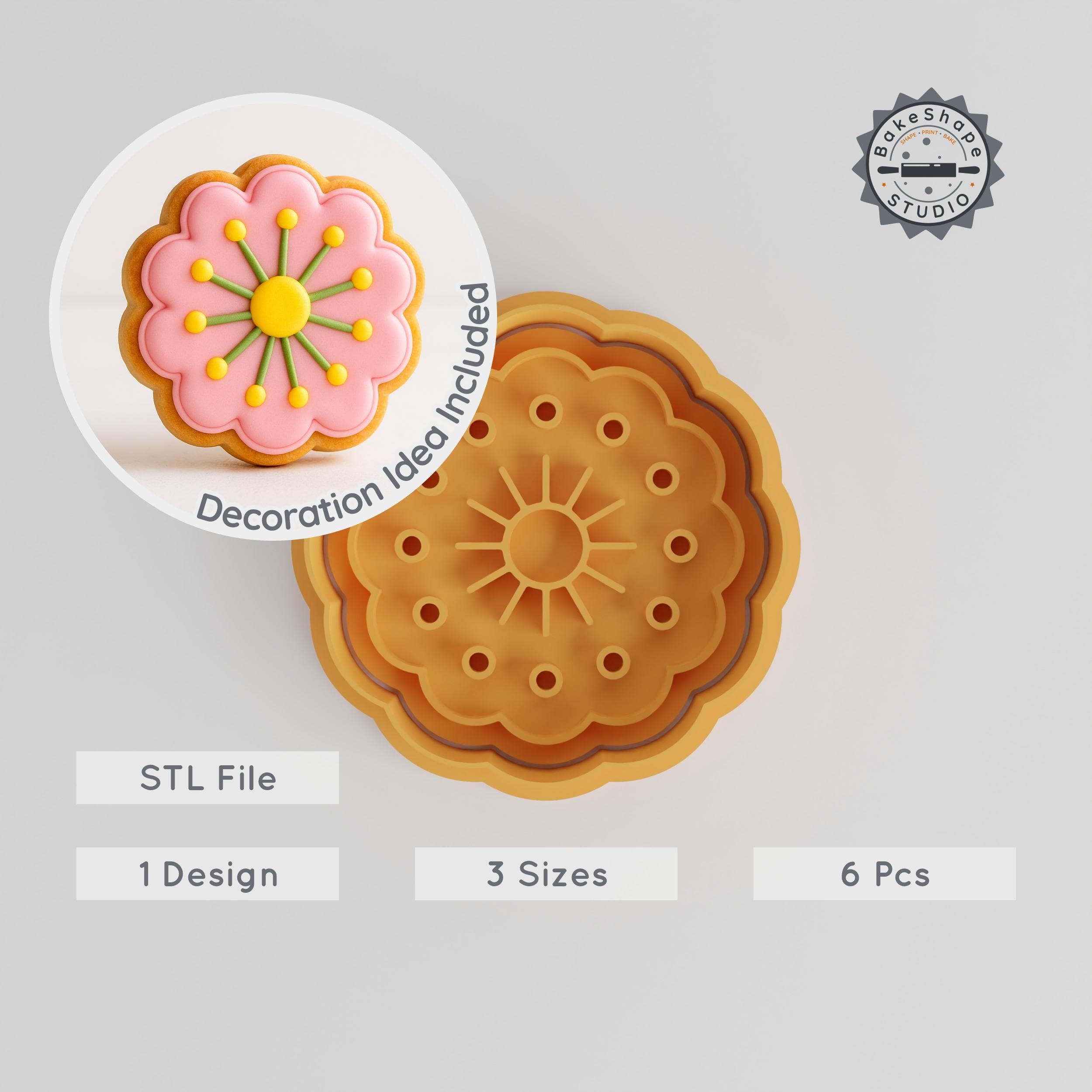 Candytuft Shape Cutter & Stamp Set, Cookie & Fondant Designs, Blossom Flower, S/M/L Sizes, 6 Piece Bundle PRODUCT_396 3d model