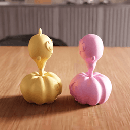 Halloween Ghost Pumpkin Figurine and Keychain Set 3d model