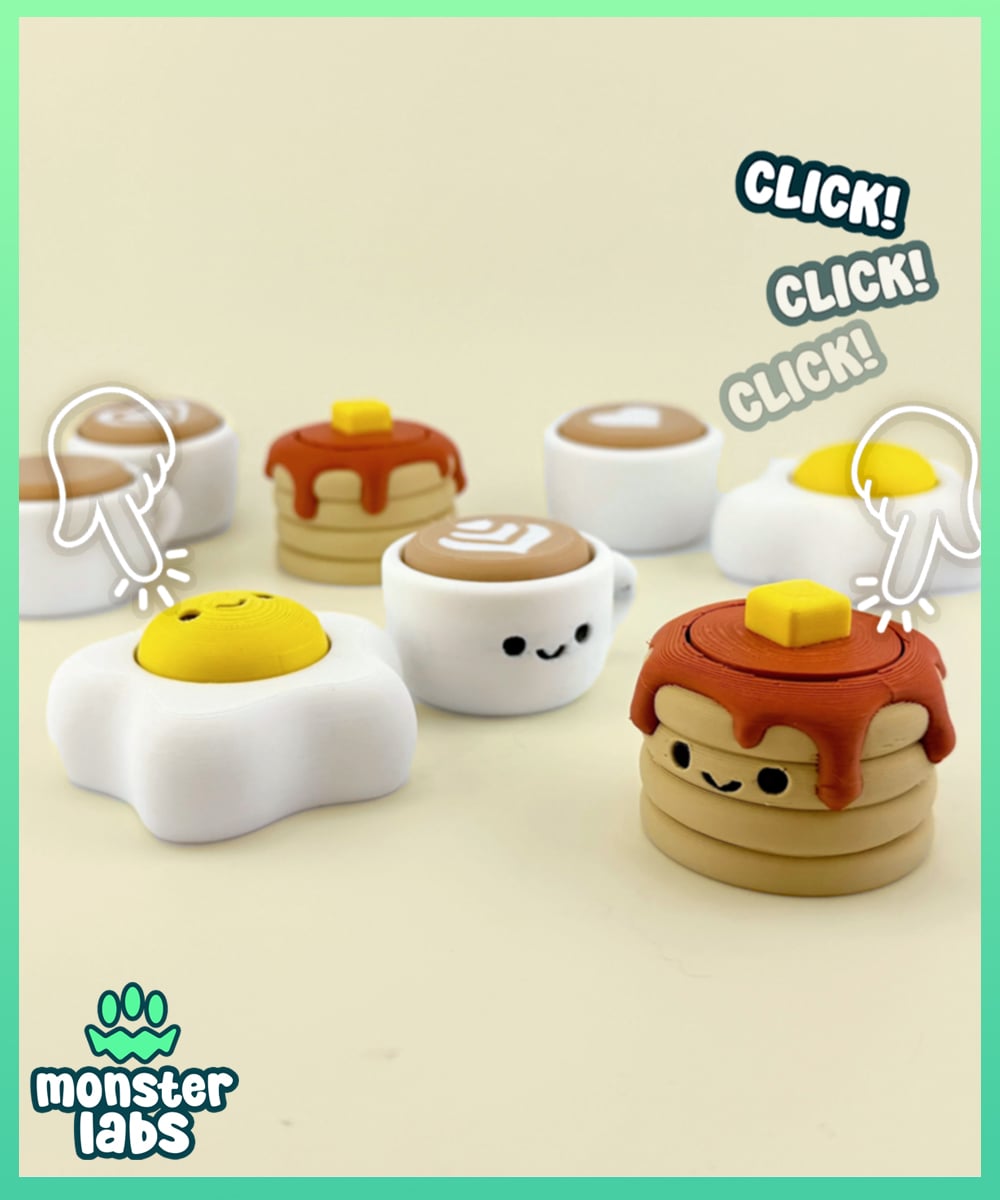 Breakfast Fidget Clicker Keychain Bundle 3d model