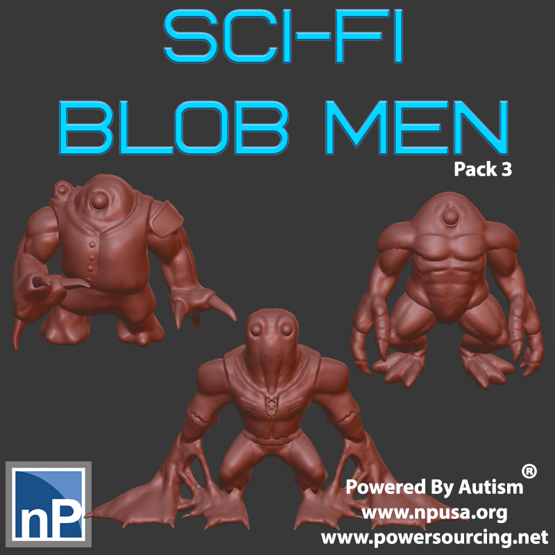 Sci-Fi Blob Men, pack 3 3d model