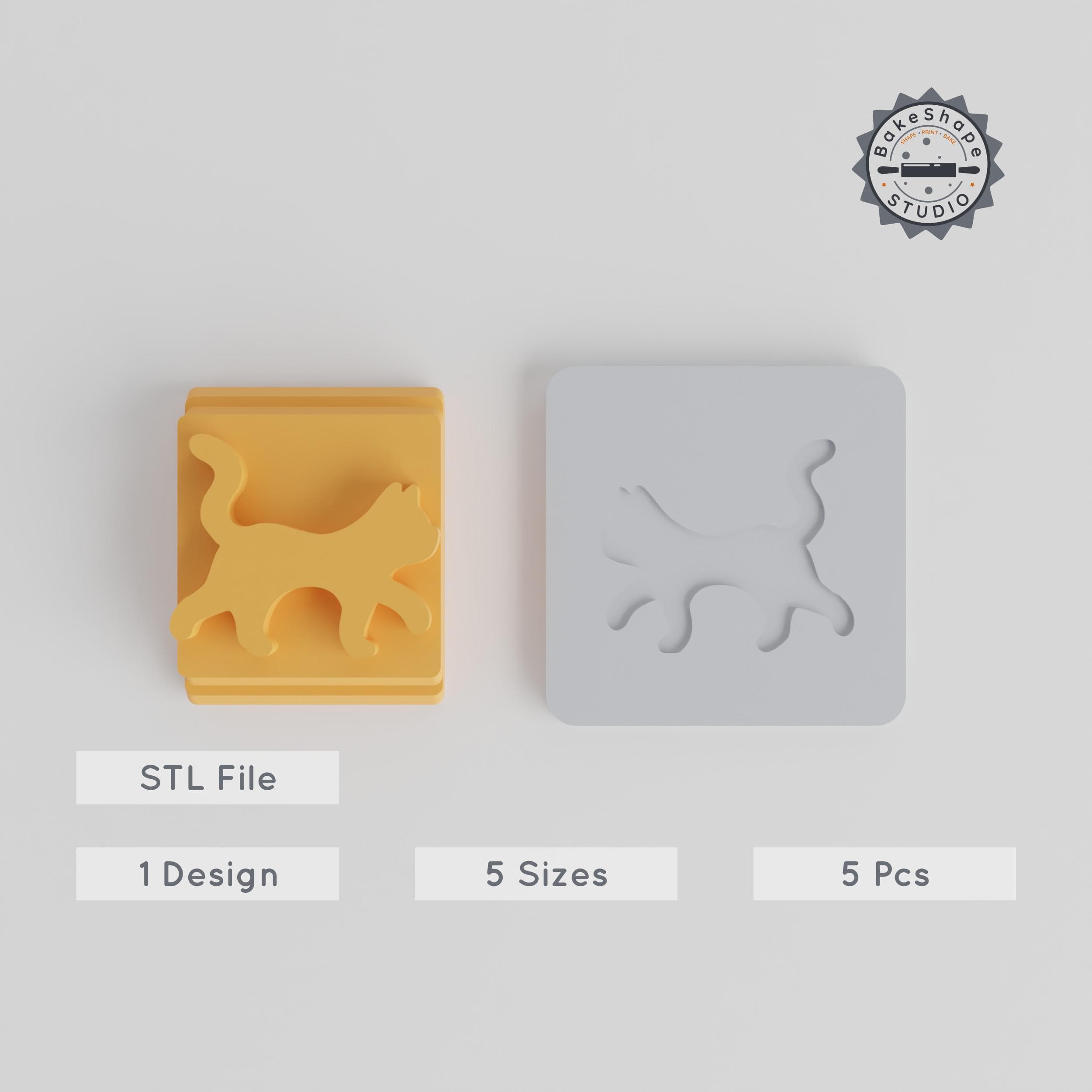 Cat Stamp Tile Set, 5 Sizes, for Clay, Cookies & Fondant, Animal Motif Mold PRODUCT_2681 3d model