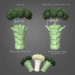 Flexible Broccoli keychain 3d model