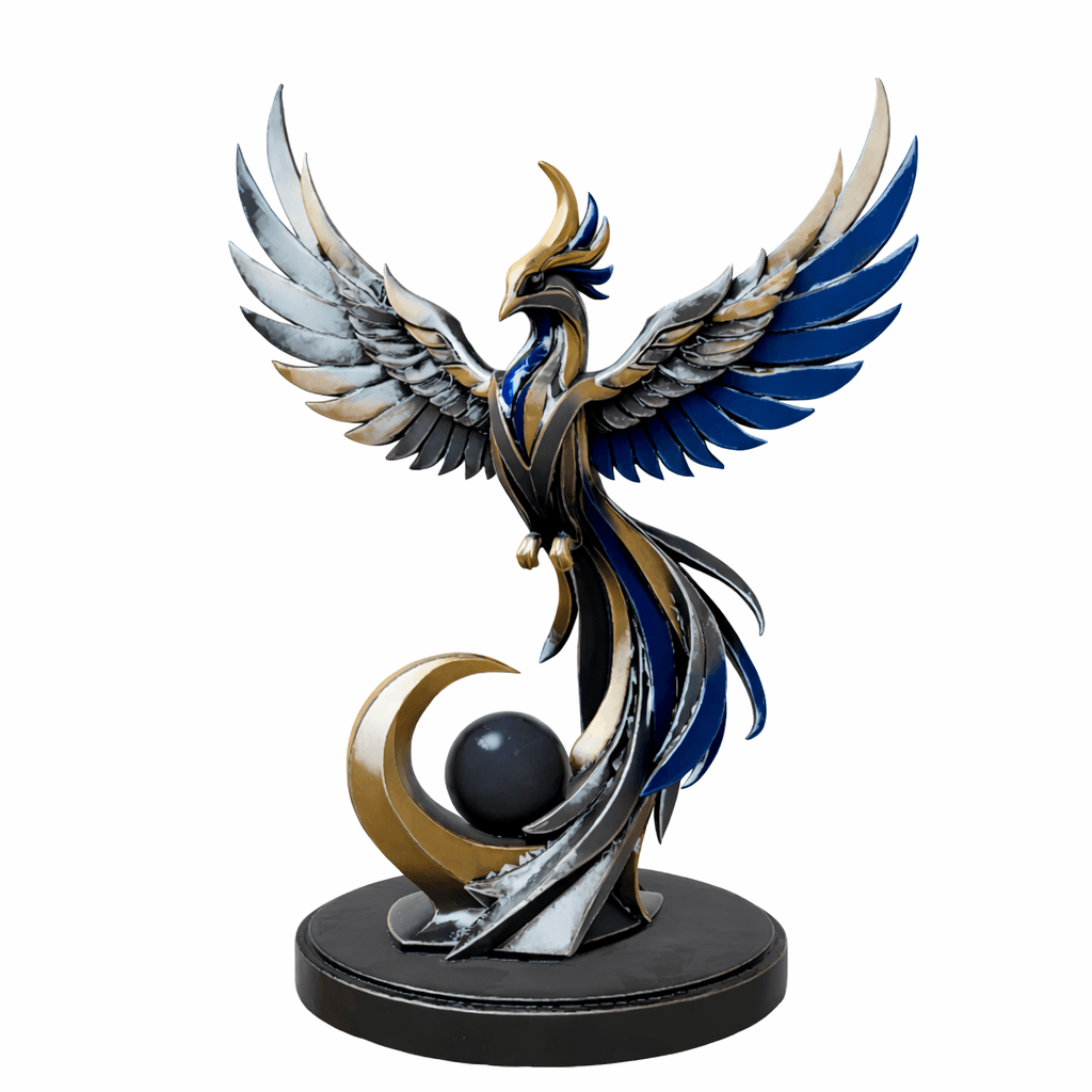 Golden Blue Phoenix Abstract Metal Sculpture.obj 3d model