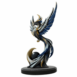 Golden Blue Phoenix Abstract Metal Sculpture.obj 3d model
