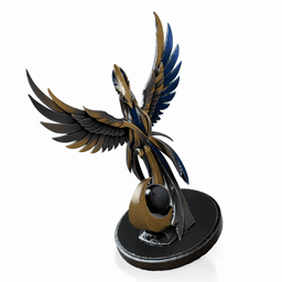 Golden Blue Phoenix Abstract Metal Sculpture.obj 3d model