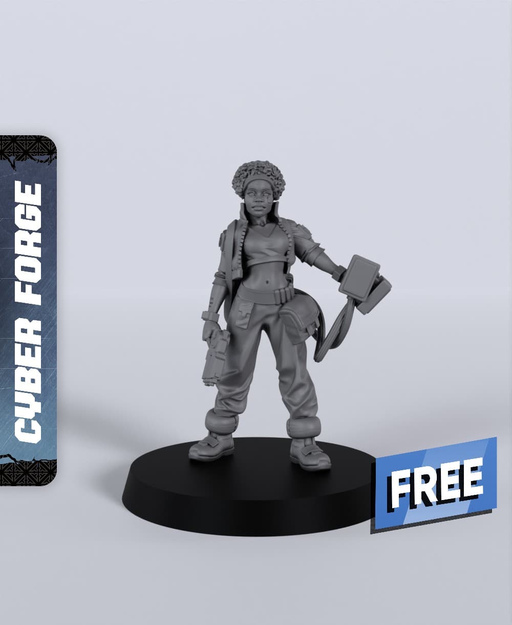 Ajey She - With Free Cyberpunk Dragon - Sci-Fi Gift Ideas for RPG and Wargamers 3d model