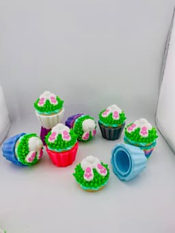 Cupcake Container -Easter Bunny Butt in Grass 3d model