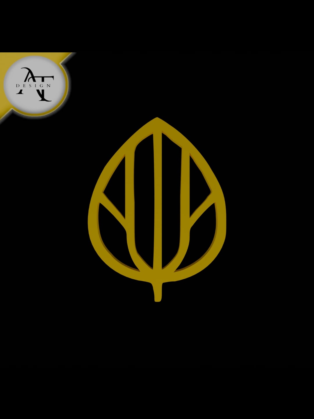 Simple Leaf Symbol - 2D Art 3d model