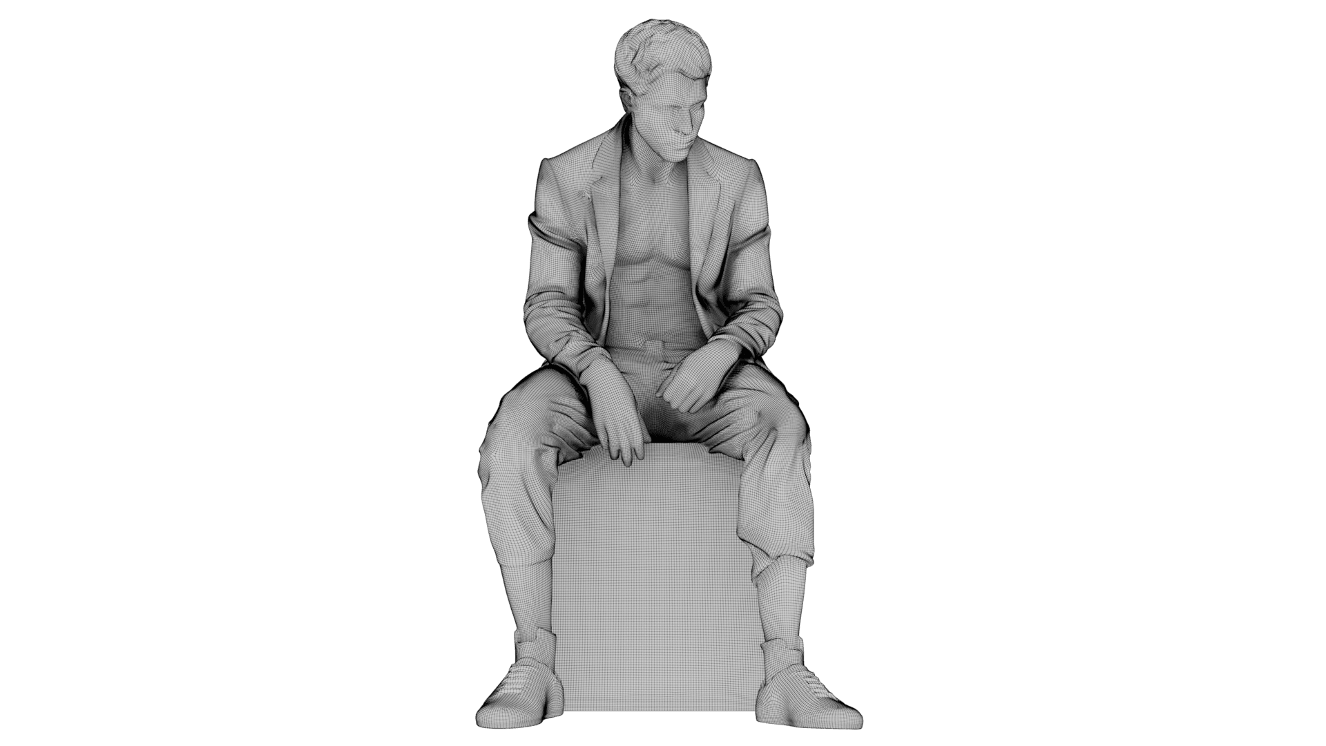 Marble sculpture Sitting Man 3d model