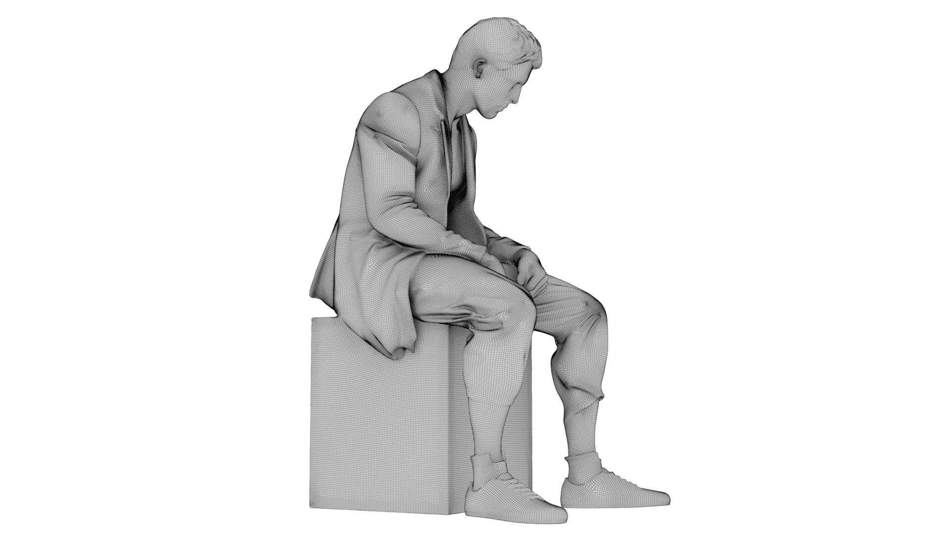 Marble sculpture Sitting Man 3d model