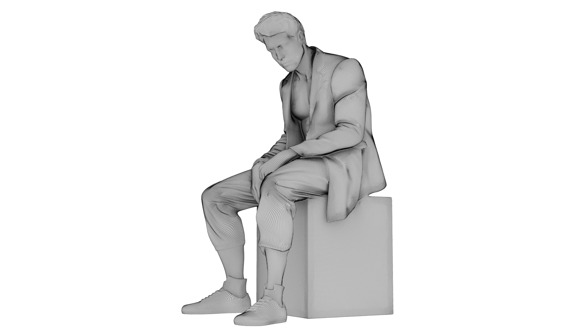 Marble sculpture Sitting Man 3d model