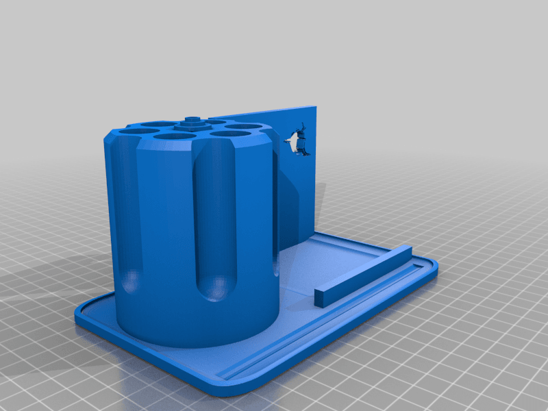 Desk Organizer Revolver Pen and Phone Holder 3d model
