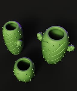 Cactus Planter Set STL | Home Decor 3D Print | 3-Piece 3d model