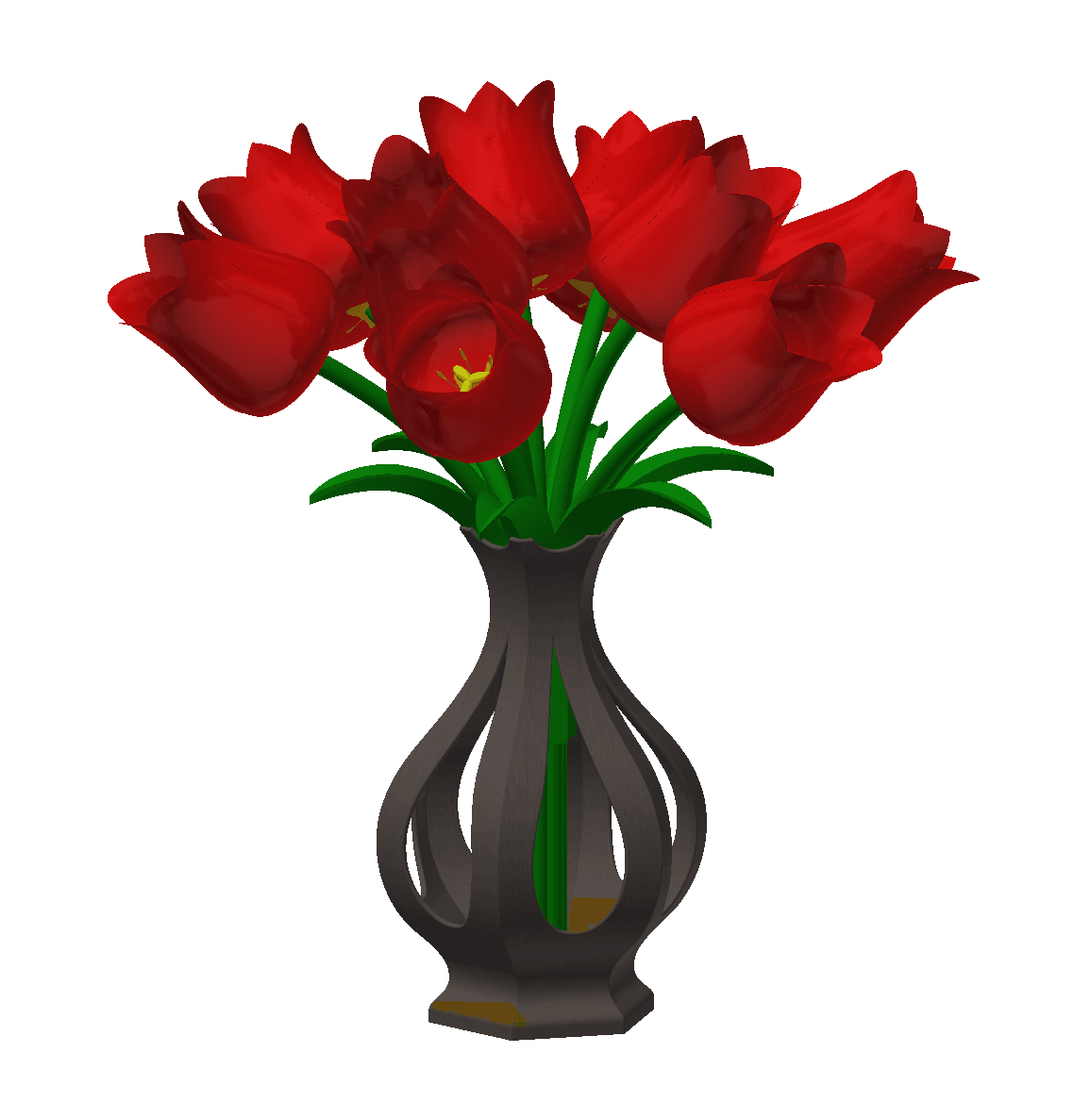 Decorative flower plant vase 3d model