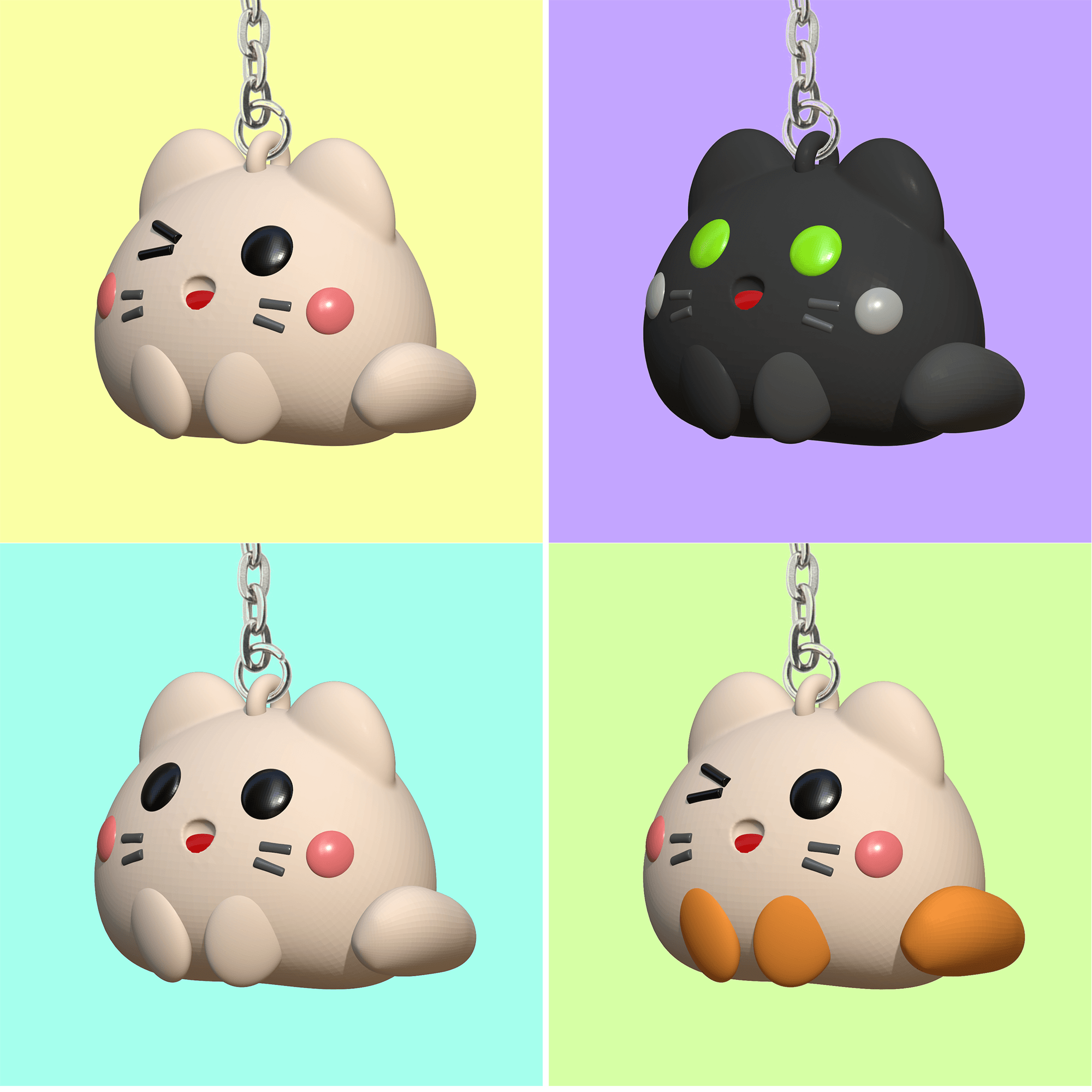 White Cat Winking 3d model