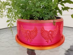 Cancer Ribbon with Angel Wings Planter Set 3d model