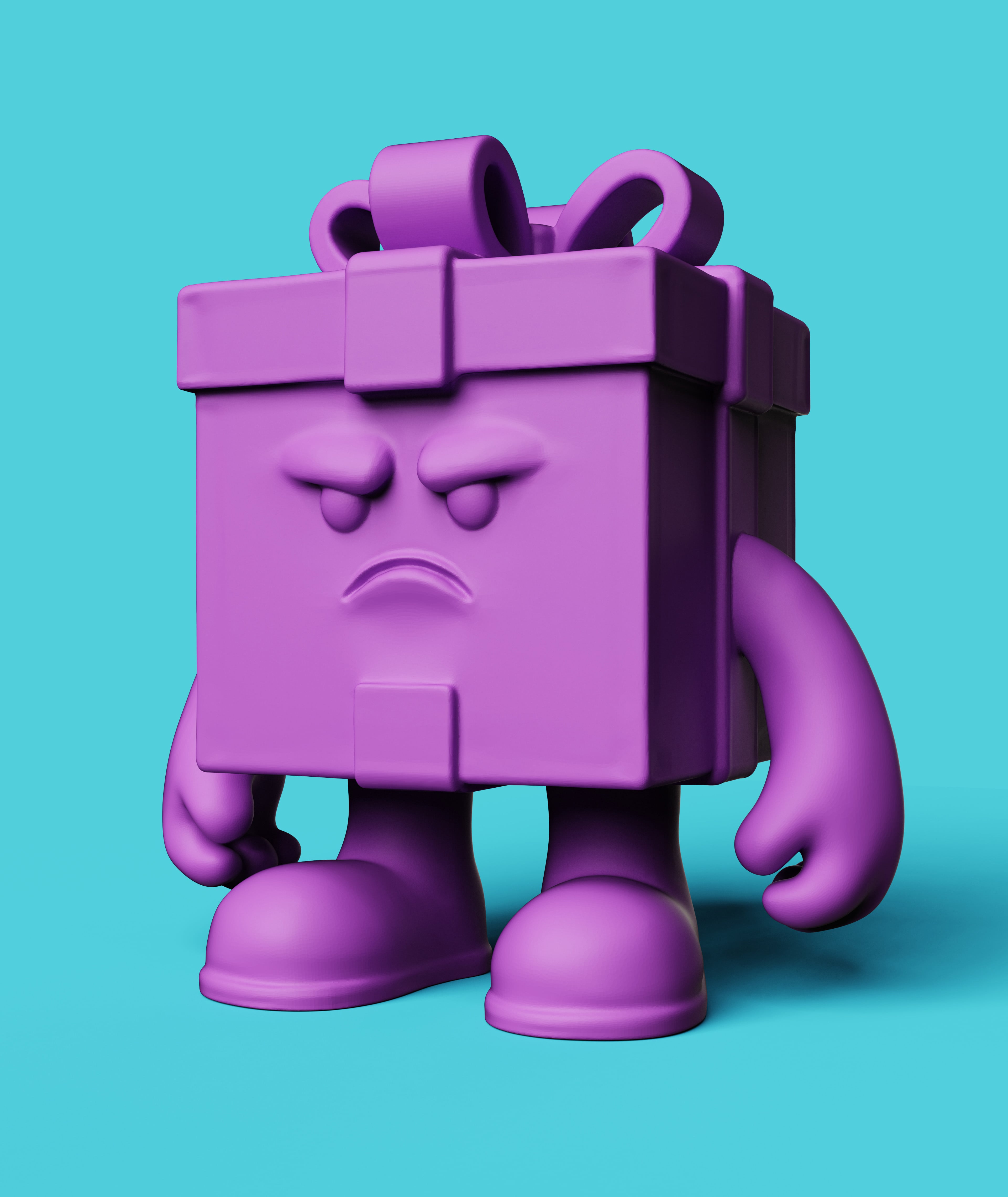 Angry Gift Box Monster | Cute 3D Figure 3d model