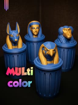 Canopic Jar Gods Set 3MF | Egyptian Multi-Color | 4-Pack 3d model
