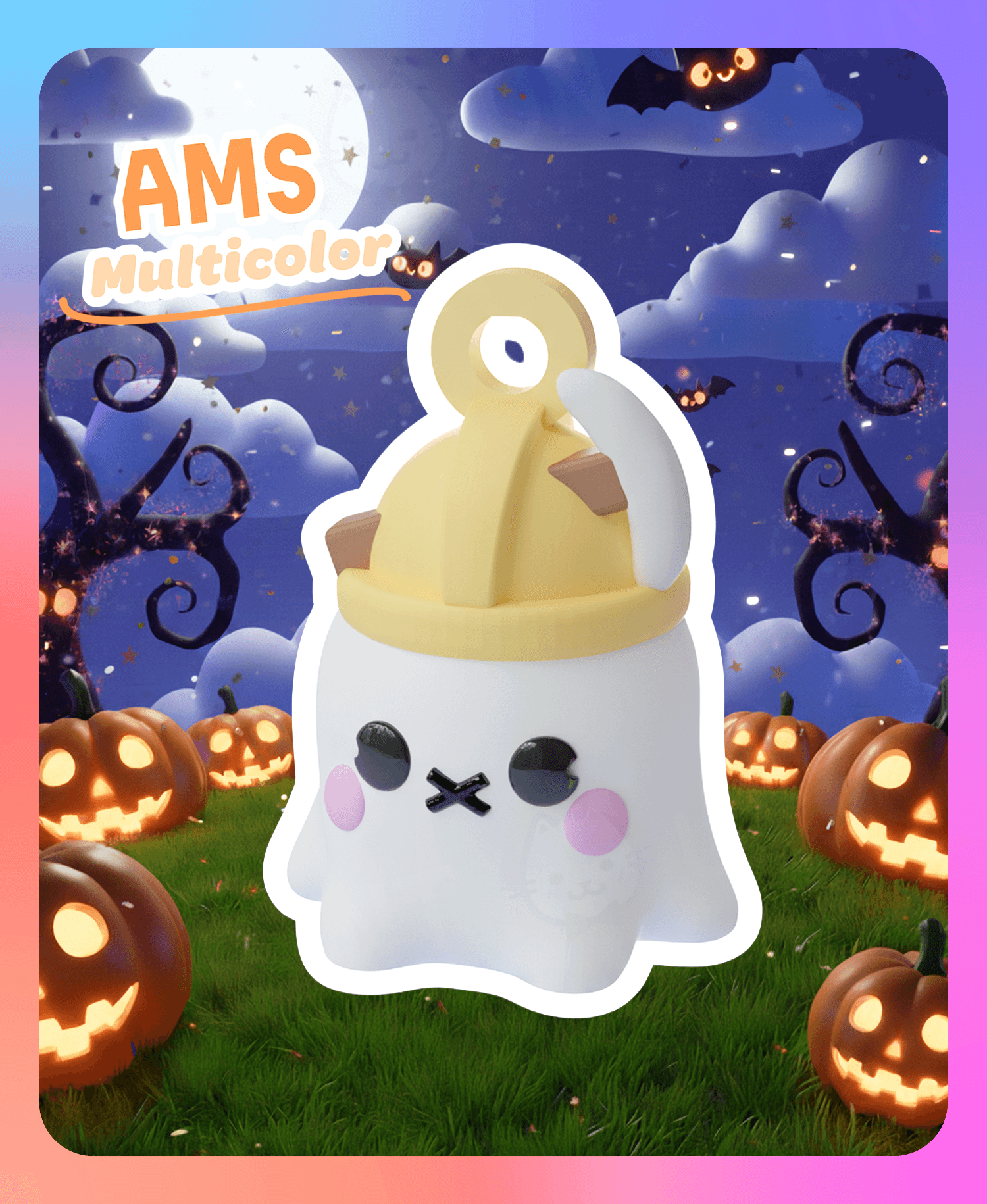 Little Ghost Keychain: Safety Helmet (Multicolor) 3d model