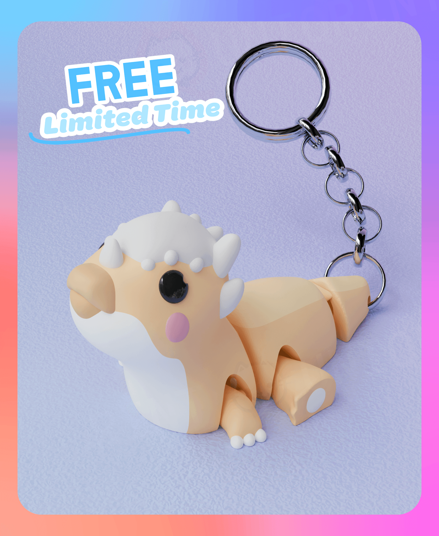 Flexi Stygimoloch Dinosaur Keychain (Single Color) 3d model