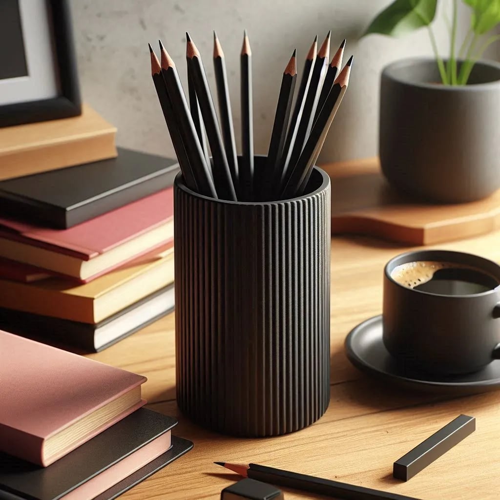 Modern Ribbed Pencil Holder 3d model