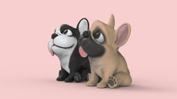Cute Question French Bulldog 3d model