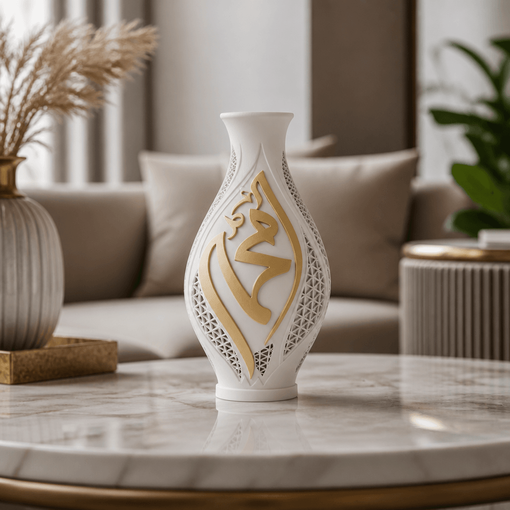 Golden Script Oasis Vase - Middle Eastern Decor 3d model