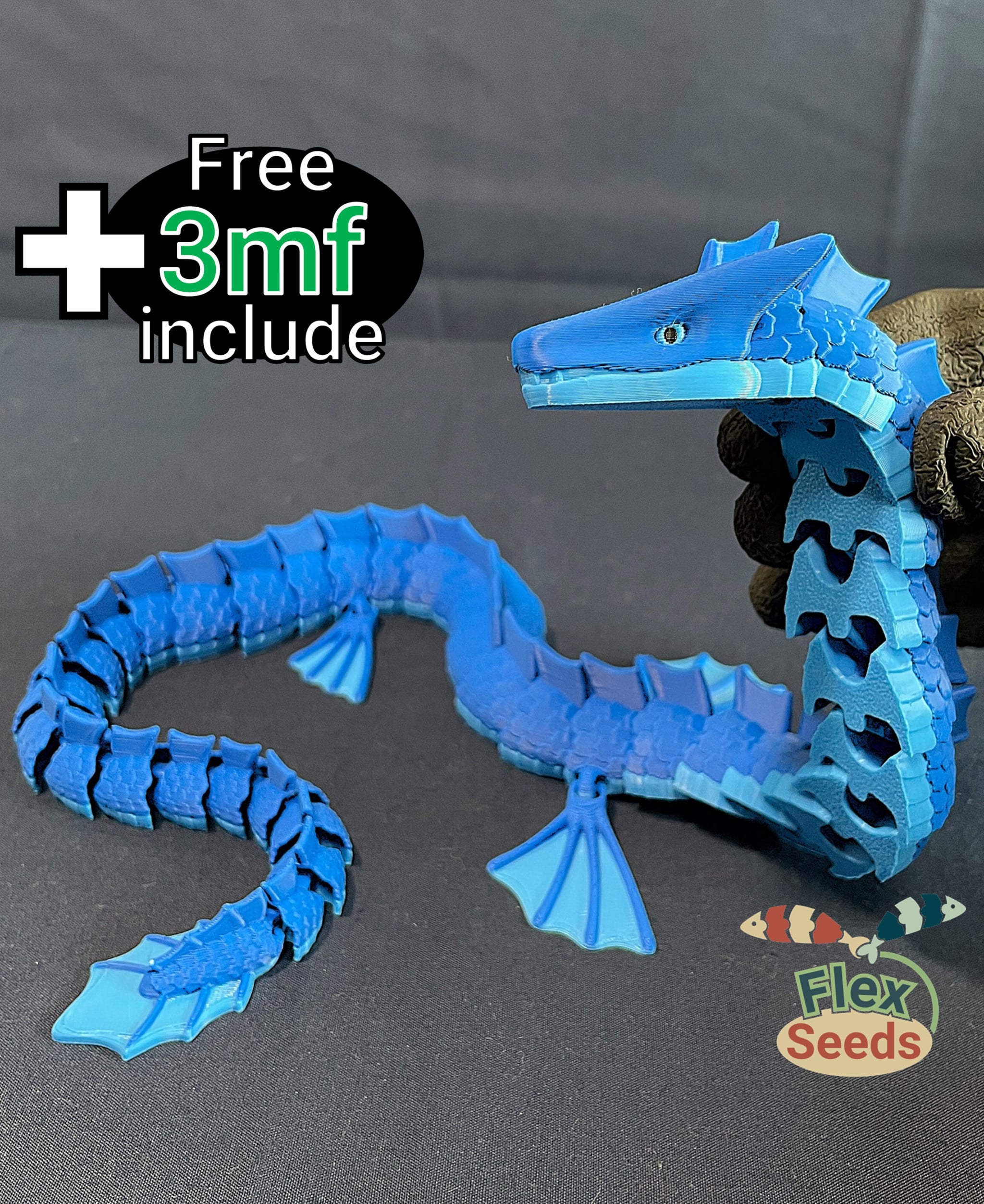 Flexi Water Dragon (Print-in-place) 3d model