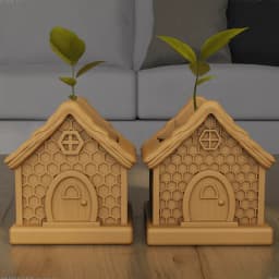 Cozy Bee Cottage Planter STL 3D Printable Model 3d model