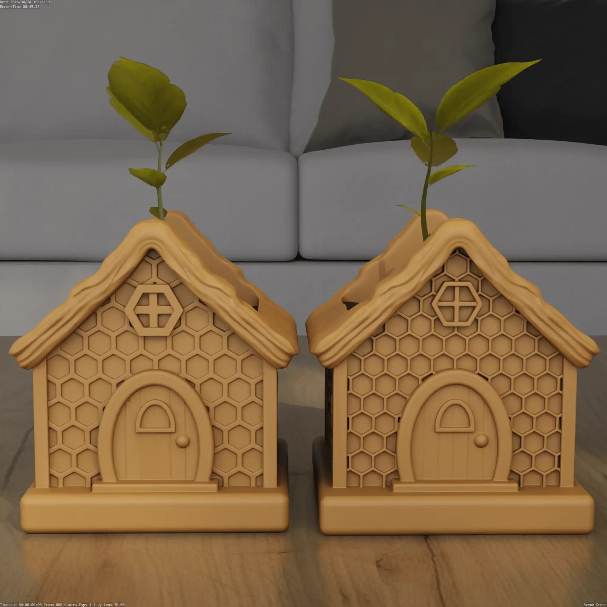 Cozy Bee Cottage Planter STL 3D Printable Model 3d model