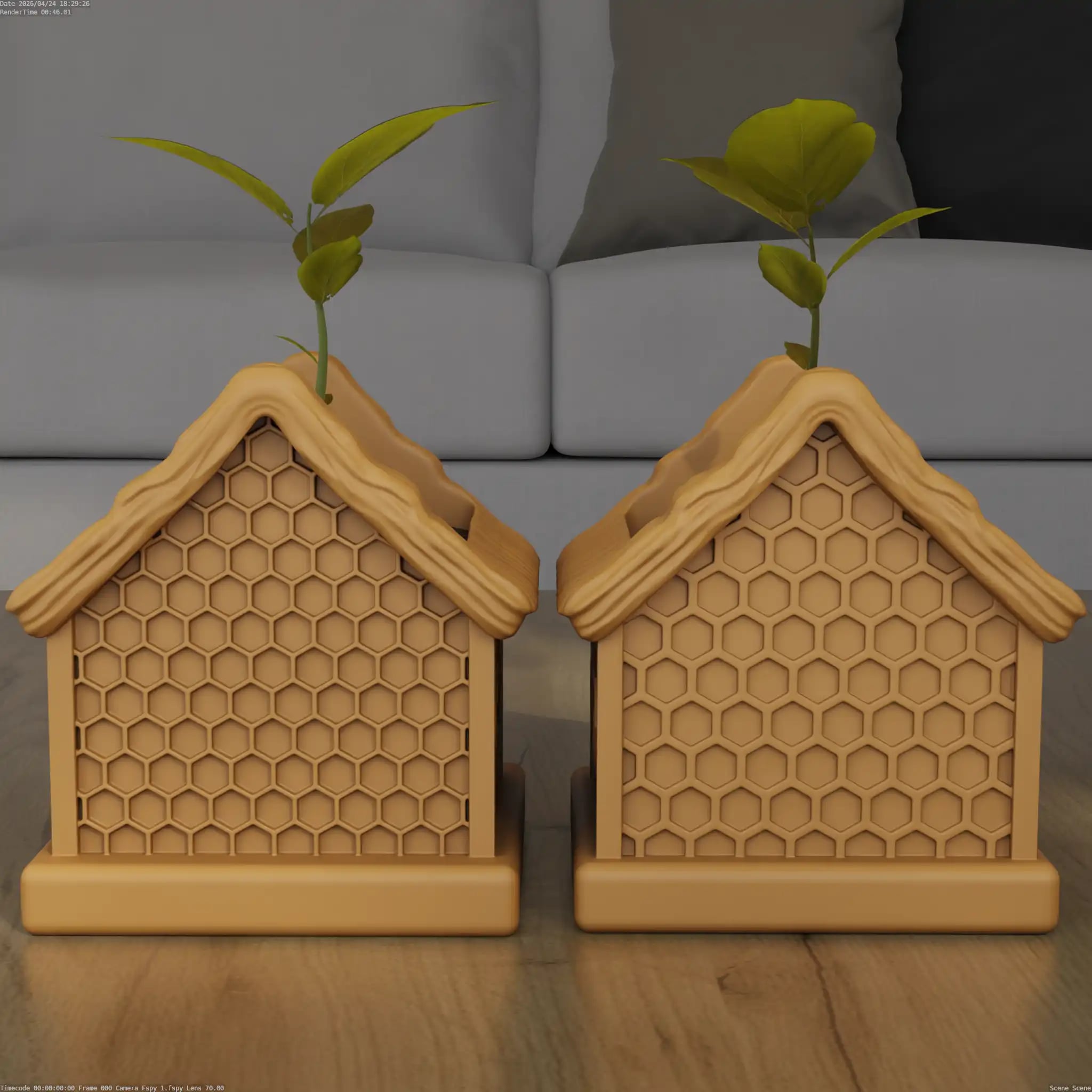 Cozy Bee Cottage Planter STL 3D Printable Model 3d model