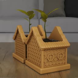 Cozy Bee Cottage Planter STL 3D Printable Model 3d model