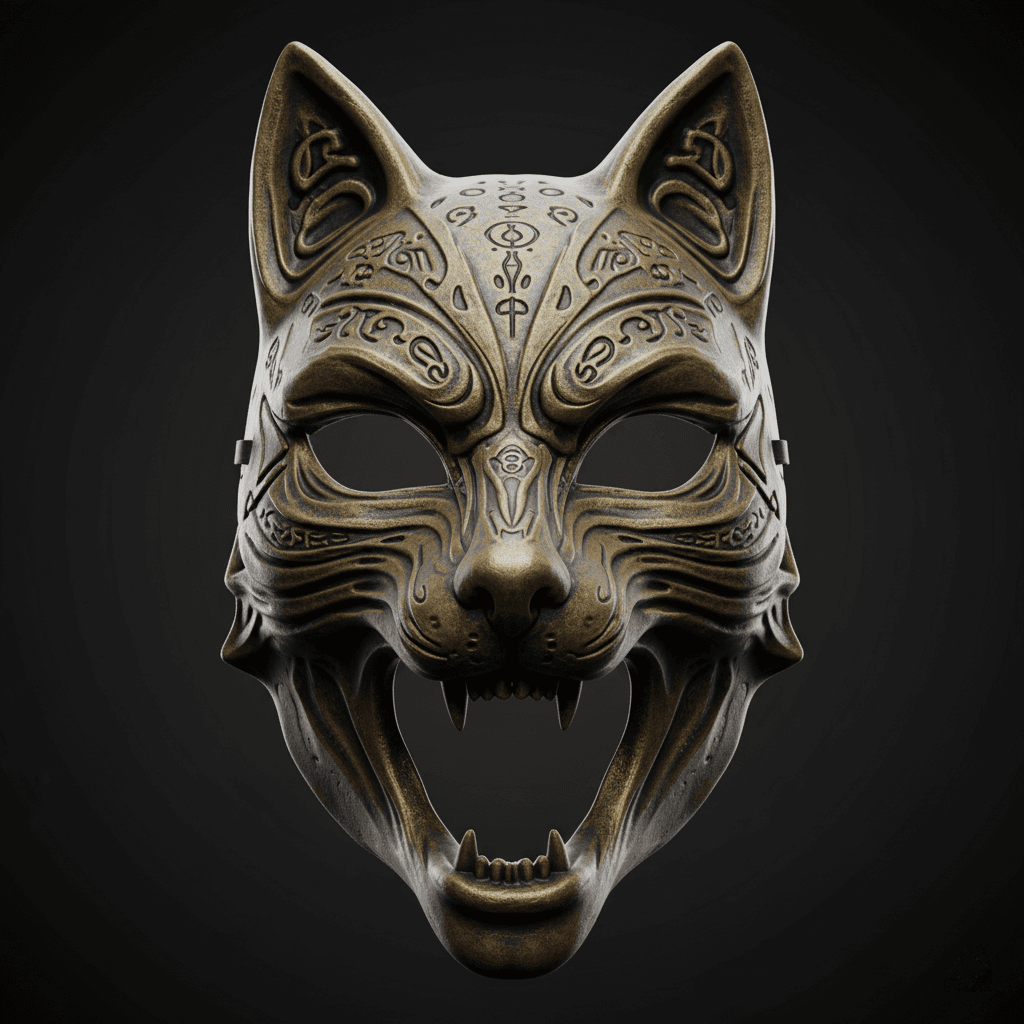 Cursed Fox Spirit Wearable Mask Detailed STL File 3d model
