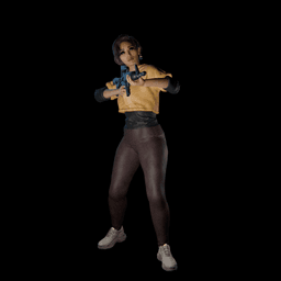 Asian Woman with Assault Rifle v2 3d model
