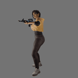 Asian Woman with Assault Rifle v2 3d model