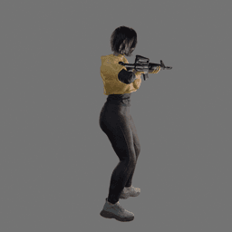Asian Woman with Assault Rifle v2 3d model
