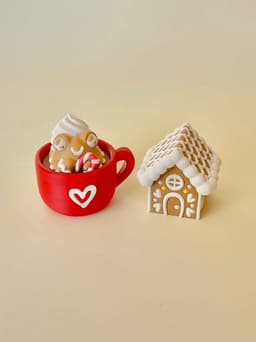 Christmas Gingerbread Frog and House Clicker Keychain Fidget Toy Bundle 3d model