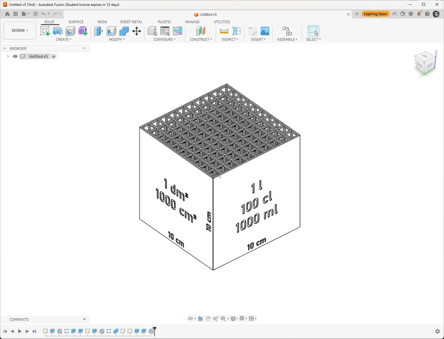 One liter cube 3d model